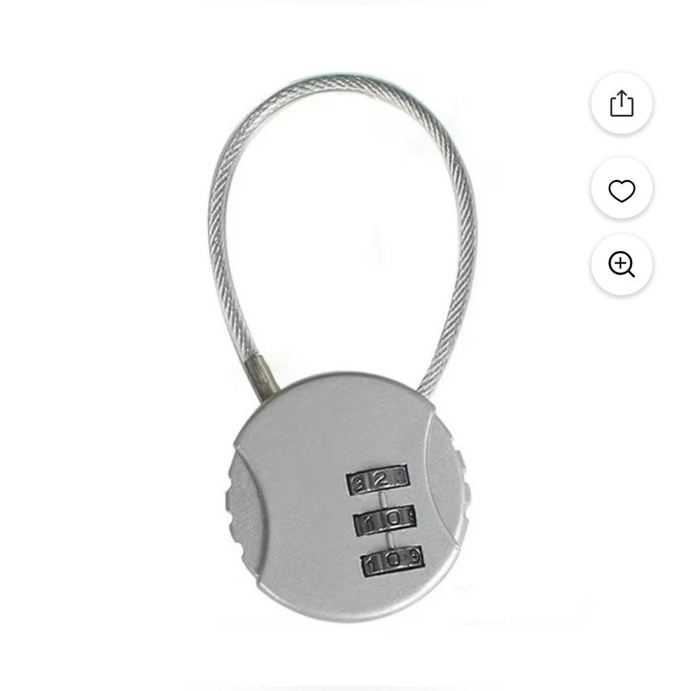 Silver Cable Combination Lock BNIB